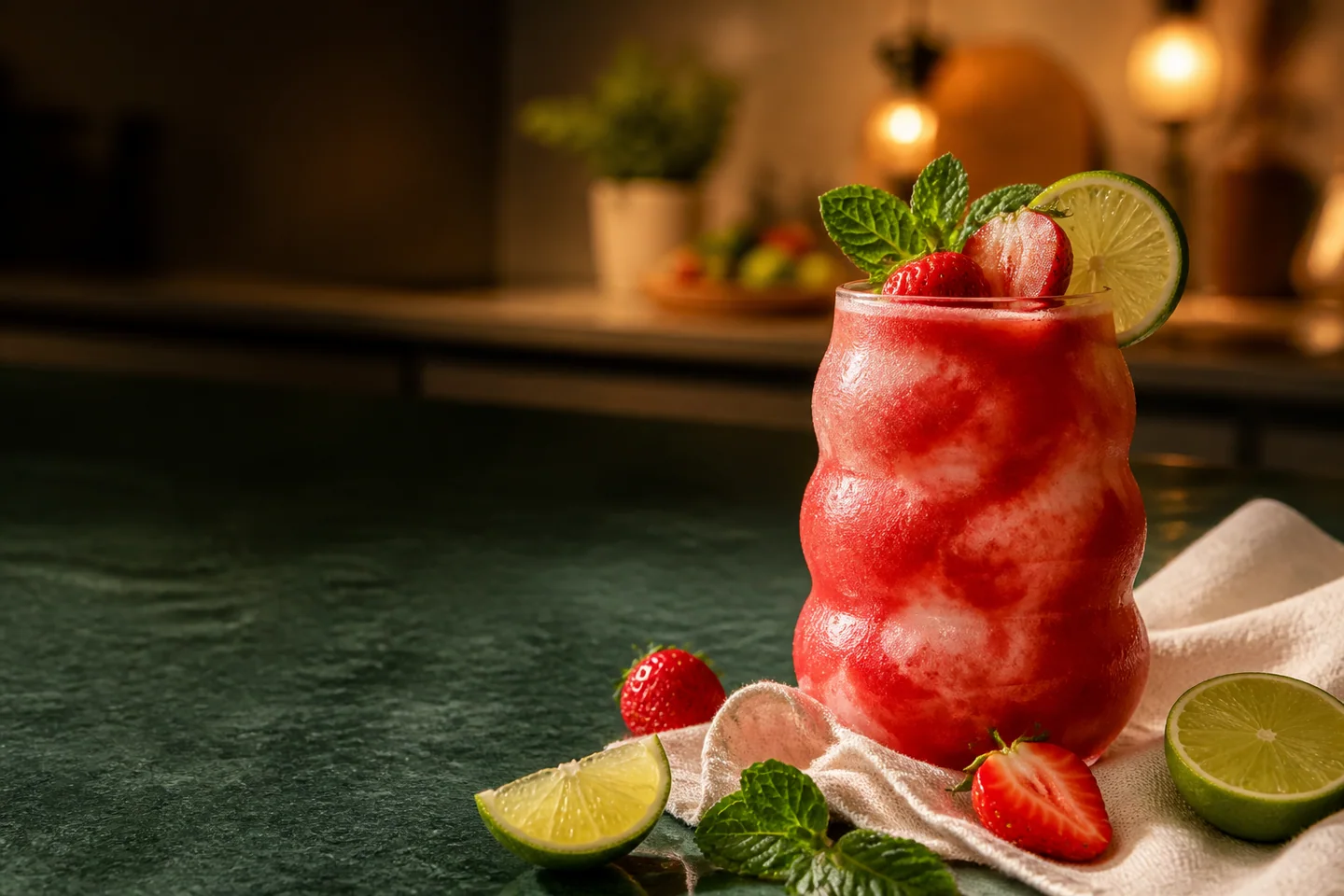 Berry lime smoothie suggested from mapped freezer and refrigerator ingredients
