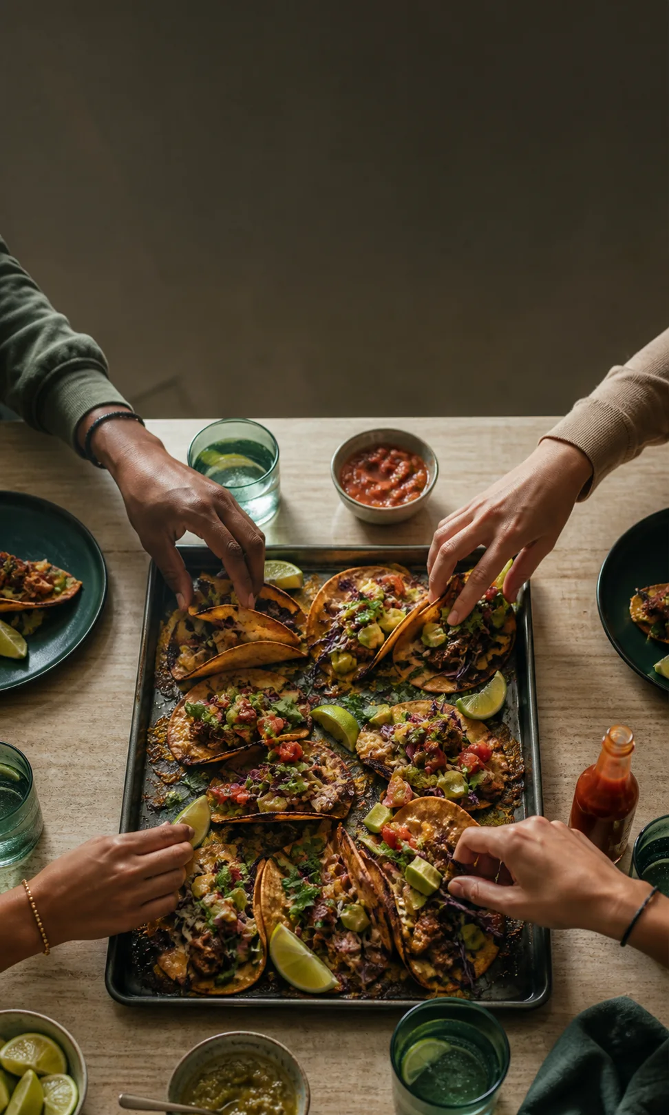Example family sharing crispy sheet-pan tacos